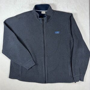L.L. Bean XXL Men’s Gray Full-Zip Knit Ribbed Full Zip Basic Jacket Coat EUC
